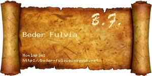 Beder Fulvia névjegykártya